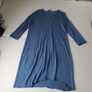 Manrico Cashmere Sweater Dress Womens Large Blue V Neck Pocket Made In Italy